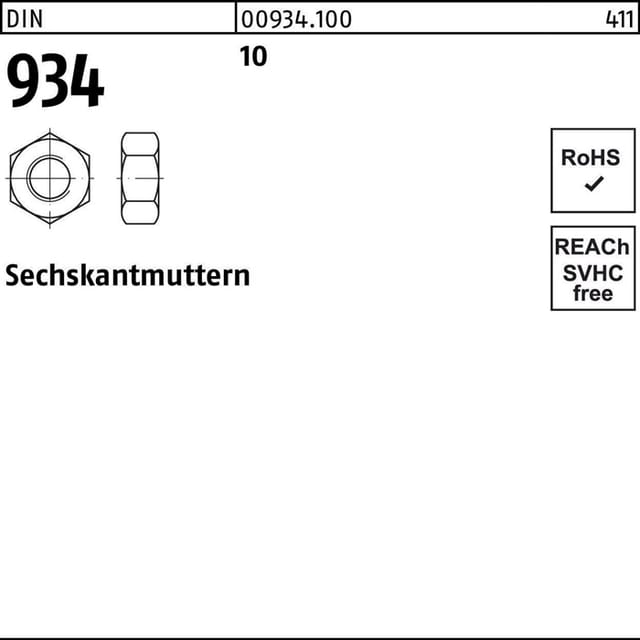 Sechskantmutter DIN 934 M 5 10