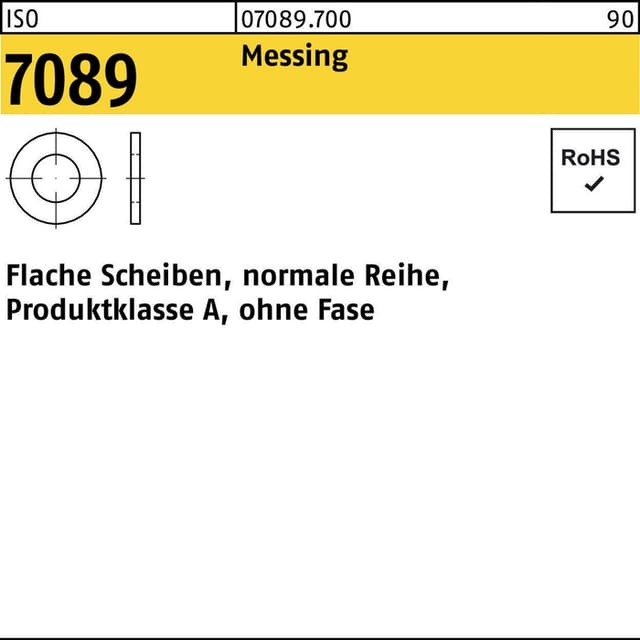 Unterlegscheibe iso 7089 o.Fase 2 Messing