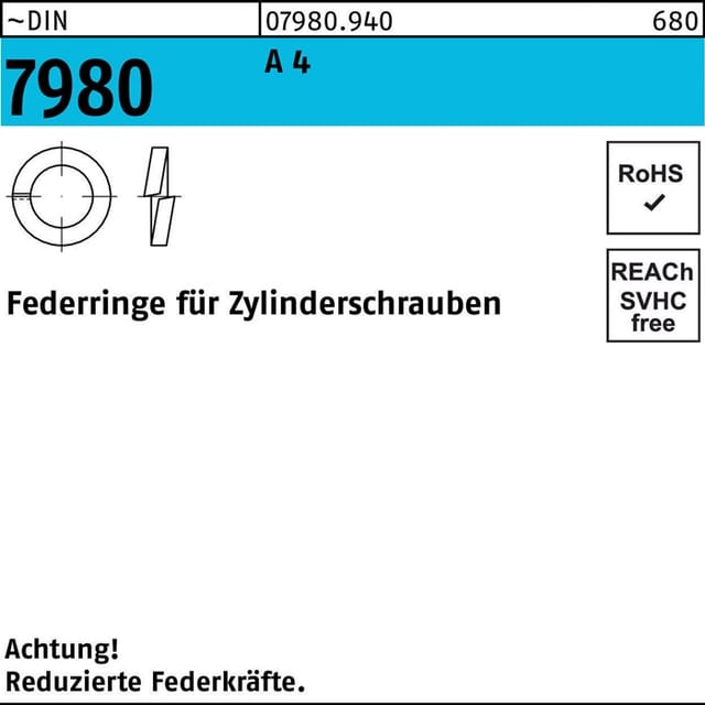 Federring DIN 7980 f.Zylinderschrauben 4 A 4