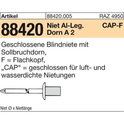 CAP-Blindniete Alu/A 2 4 x 8 s 500 Stk - Gesipa