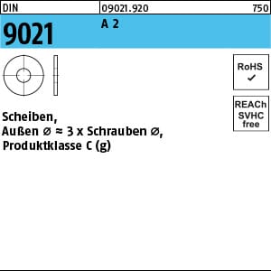 Scheibe DIN 9021/ISO 7093 6,4x18x1,6mm Edelstahl A2 blank 1000 Stk
