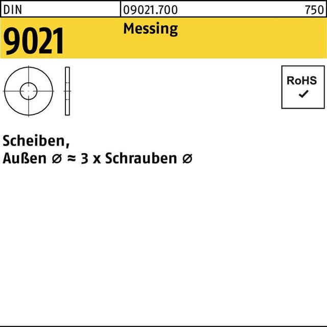 Unterlegscheibe DIN 9021 5,3 x15 x1,2 Messing