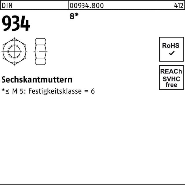Sechskantmutter DIN 934 M 5 8