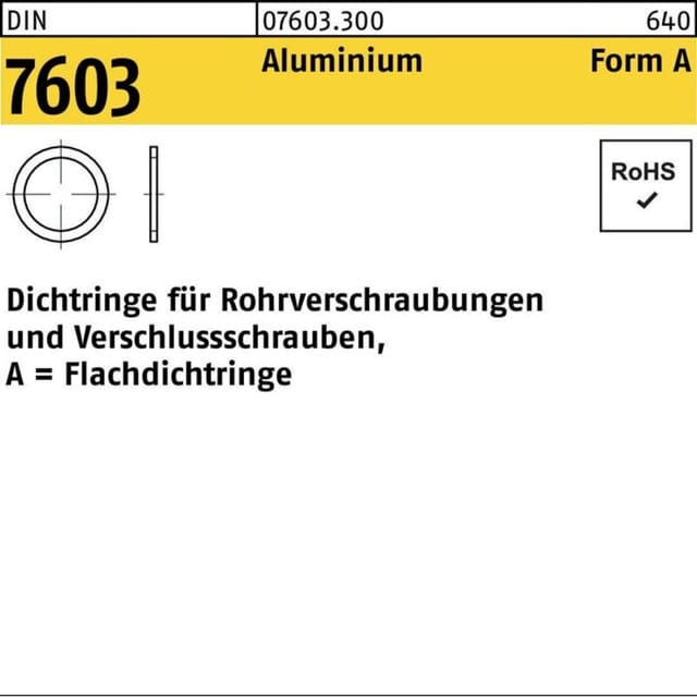 Flachdichtring DIN 7603 10 x13,5x1 Aluminium