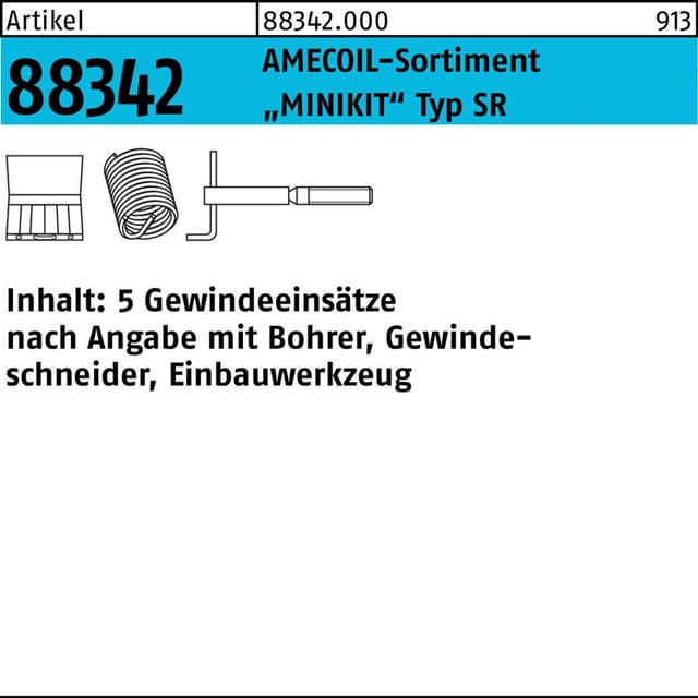 Gewindereparatursortiment r 88342 Minikit M6 Stahl 1 Stück Amecoil