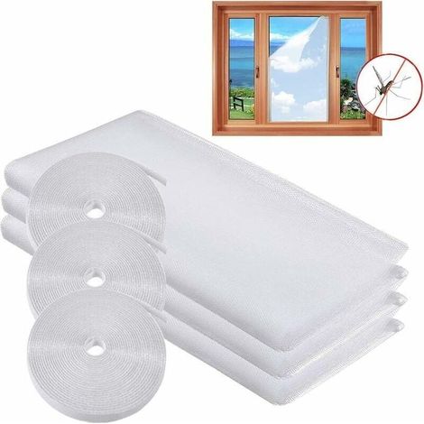 Fenster-moskitonetz, 3er-set, Zum Selbstkleben, Insektenschutzvorhang, Schutz Vor Insekten Und Bienen, 130 X 149 Cm Mit 3 Rollen
