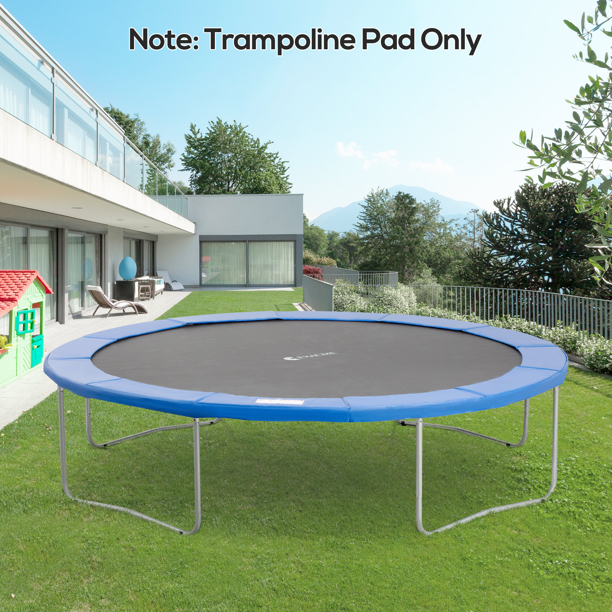Gepolsterte Trampolin-randabdeckung, Kunststoff-gartentrampolinschutz, Ø 366 Cm, Blau