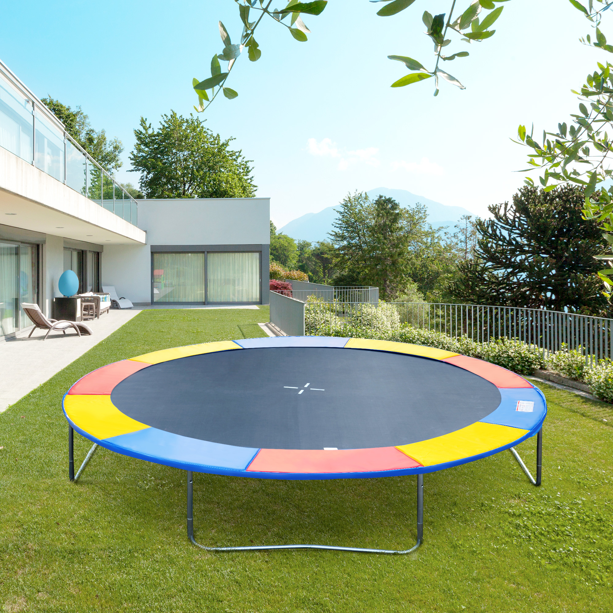 Gepolsterte Trampolin-randabdeckung, Kunststoff-gartentrampolinschutz, Ø 244 Cm, Mehrfarbig