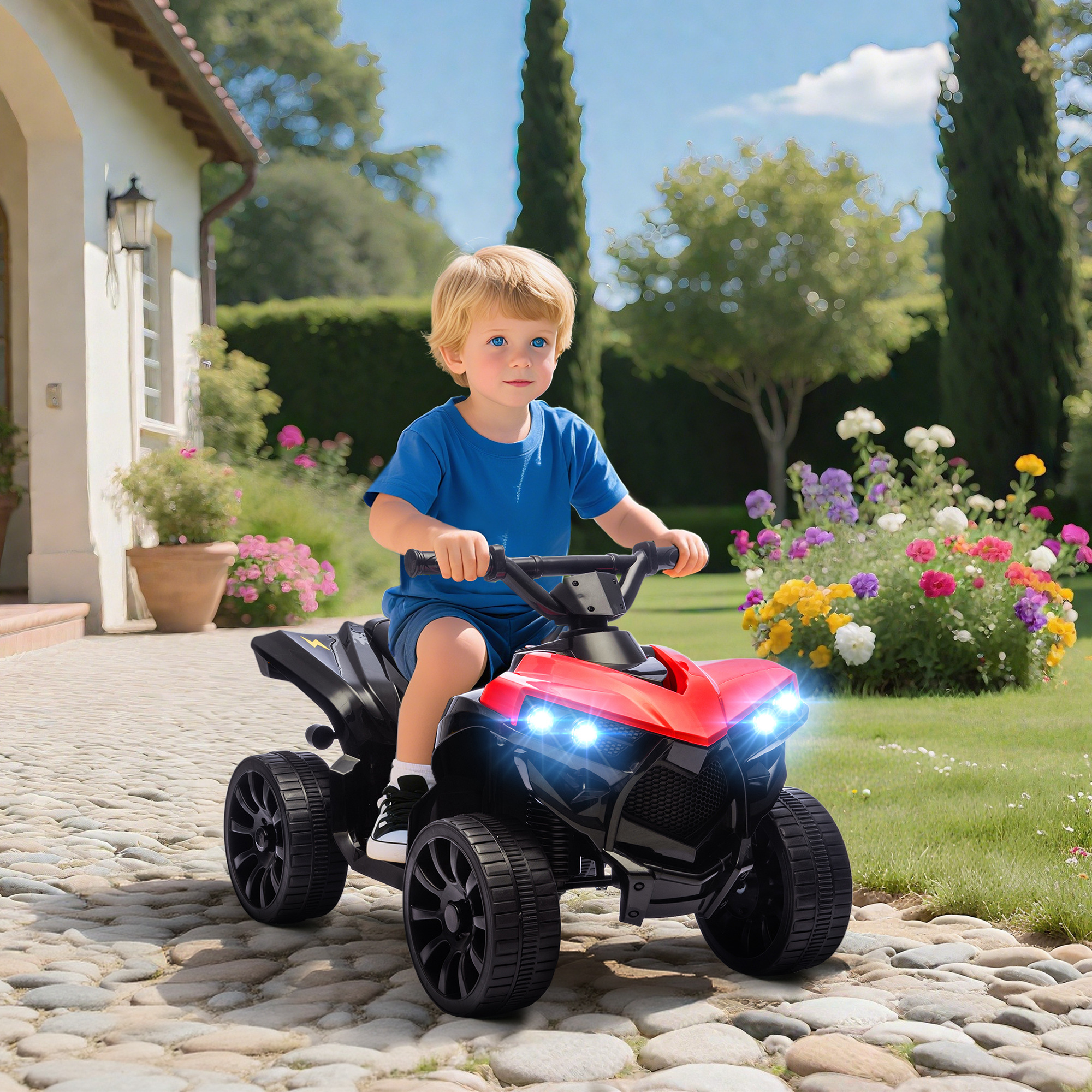 Elektrisches Quad Für Kinder (atv) Mit 6v-akku, Led-scheinwerfern Und Musik, Für Kinder Von 3-6 Jahren, Rot