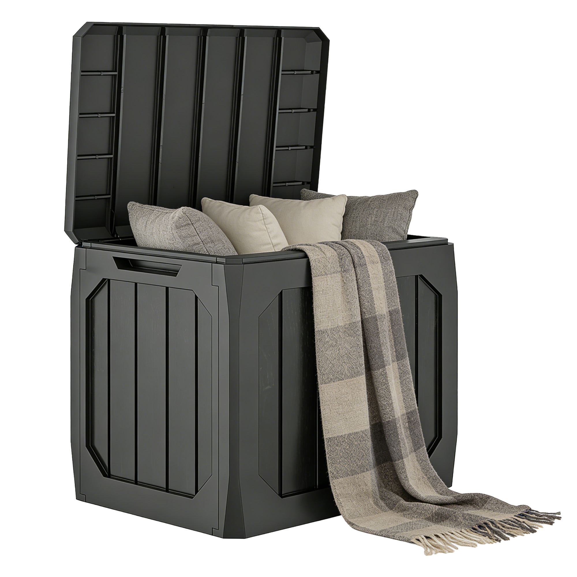 121-liter-gartenbox Mit Griffen, Wasserdicht, 56 X 45 X 53 Cm, Schwarz