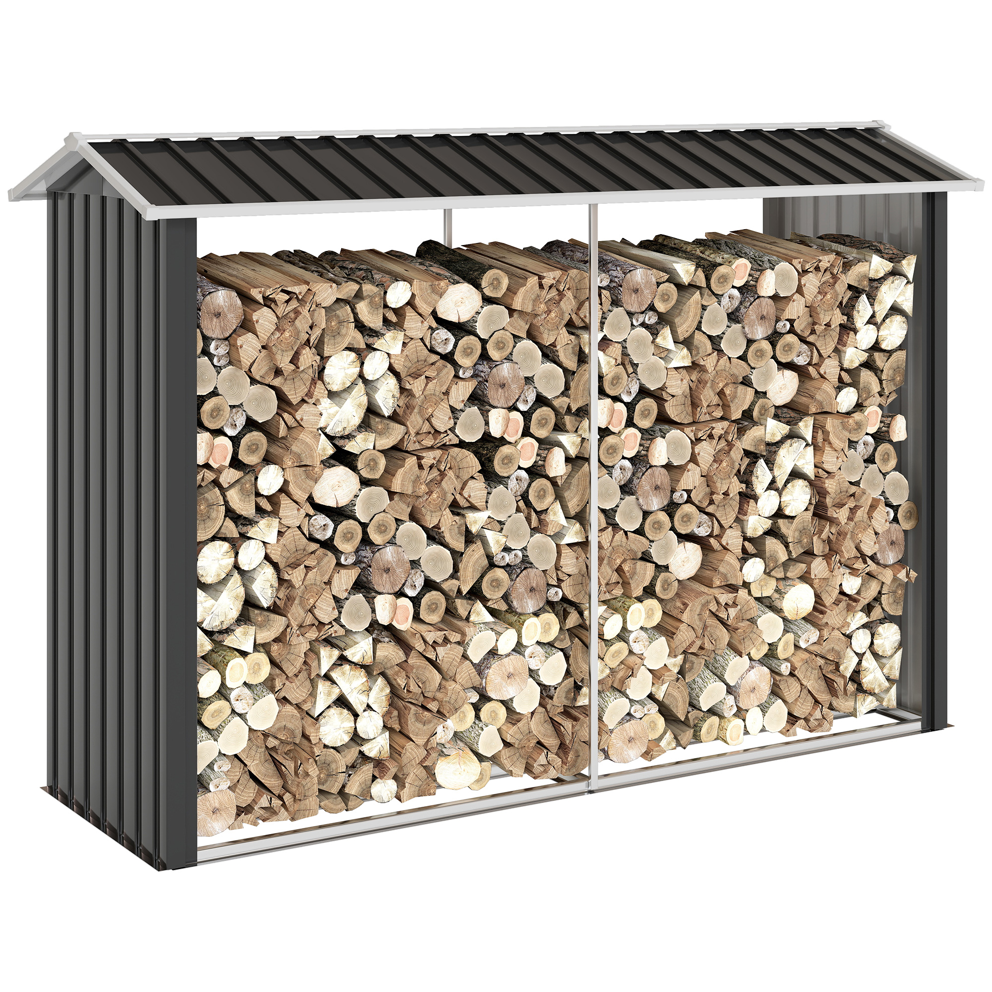 Holzschuppen Mit Verzinktem Stahlrahmen Und Erhöhtem Sockel, 240 X 86 X 160 Cm, Schwarz