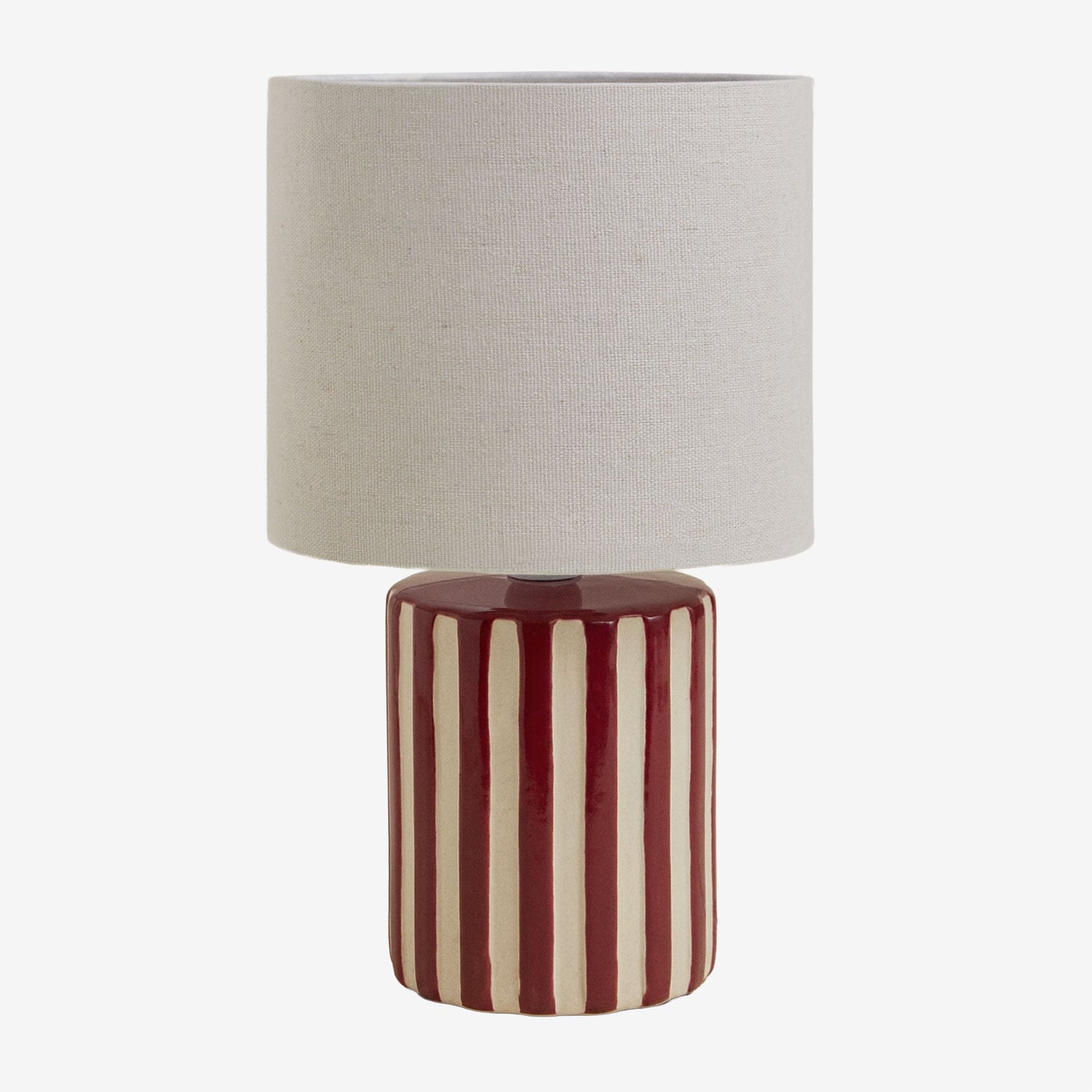 Sklum Araminta Tischlampe Aus Keramik Und Leinen Beige Tapioka – Weinrot