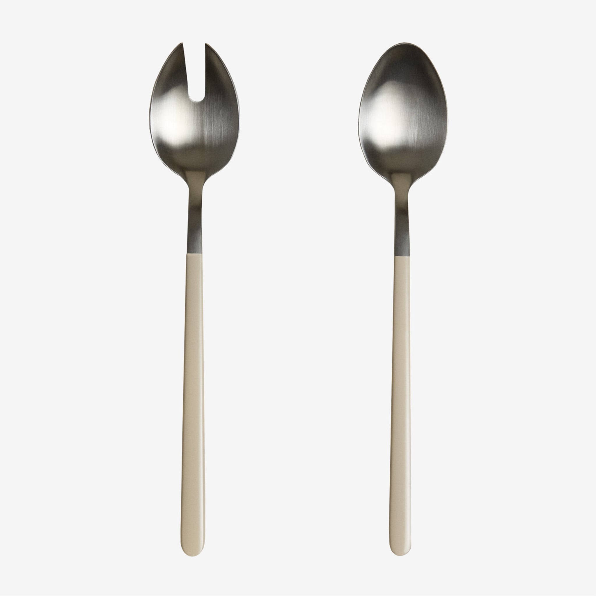 Sklum Set Aus 2 Salatbesteckteilen Aus Edelstahl Cressida Beige Tapioca