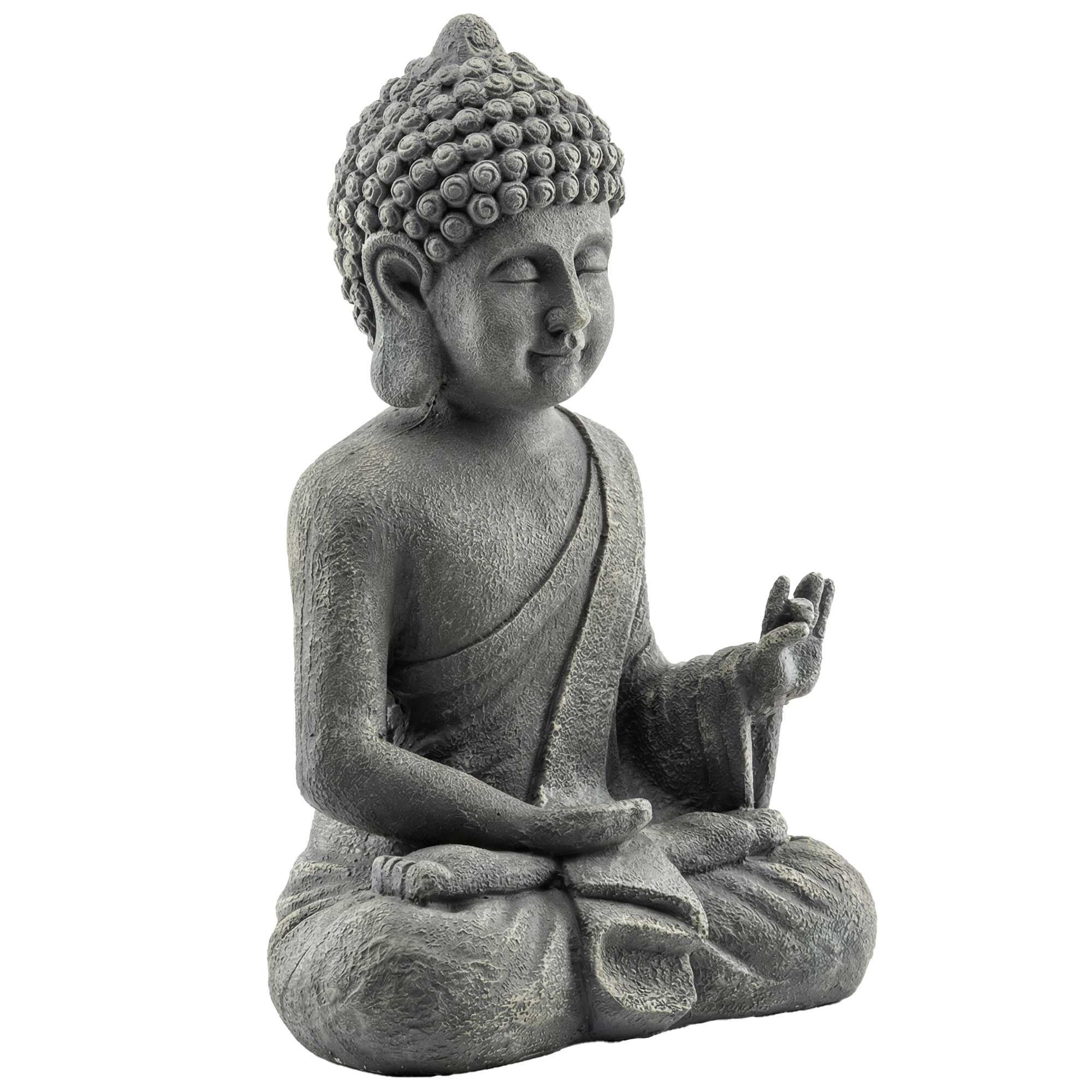 Gartenstatue, Sitzender Buddha Aus Magnesiumoxid, Spirituelle Dekoration, 32 X 23 X 51 Cm, Dunkelgrau