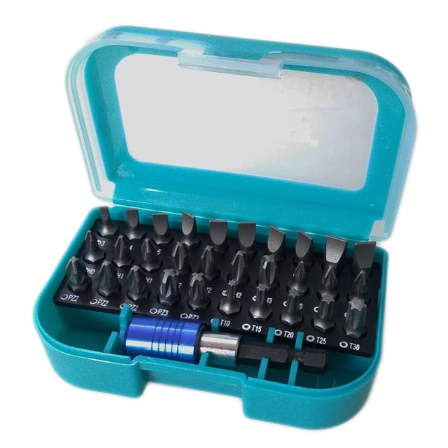 Trade Shop Traesio - Trade Shop - kit 31 stk. 30 einsätze für akku-schrauber 1 verlängerungsadapter -