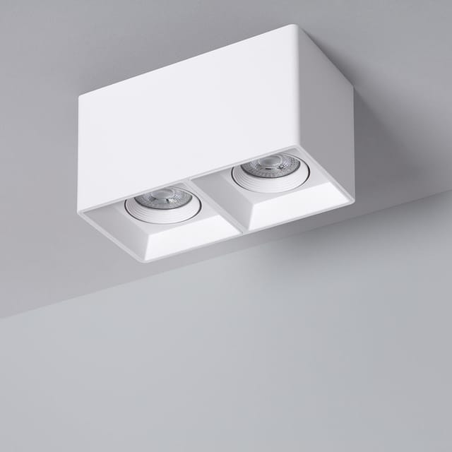 Efectoled - LED-Deckenleuchte Quadratisch Doppelt Weiss mit GU10 Glühbirne Space 2700K Warmweiß
