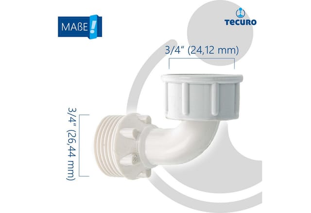 Winkelstück 3/4 Zoll ag/ig zur Montage an Zapfhahn/Waschmaschine - ks weiß - Tecuro