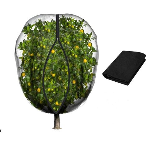 (schwarz) 1,8 M X 1,8 M Obstbaumschutznetz, Insekten- Und Vogelabweisend, Feinmaschiger Obstschutzbeutel Mit Reißverschluss Und Kordelzug Für Garten Und Obstplantage