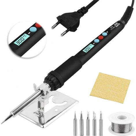 Elektrischer Lötkolben, 60-w-lötset Mit Einstellbarer Temperatur (200–500 °c) Und Ein-/ausschalter, Präzisionslötzinn, 5 Ersatzspitzen Für Tägliche Löt- Und Schweißreparaturen
