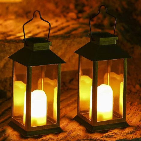 Solar-gartenlaterne Für Den Außenbereich, 2 Led-solar-gartenleuchten, Ip44-gartenleuchten Mit Kerzeneffekt, Dekorative Led-solarleuchten