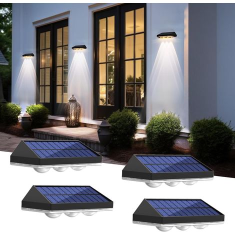 4er-set Solar-wandleuchten Für Den Außenbereich, Ip65 Wasserdicht, 3 Farbtemperaturmodi (3000k/4000k/6000k), Automatische Ein-/ausschaltfunktion, Ideal Für Zäune, Gärten, Terrassen, Mauern Und Als Dek