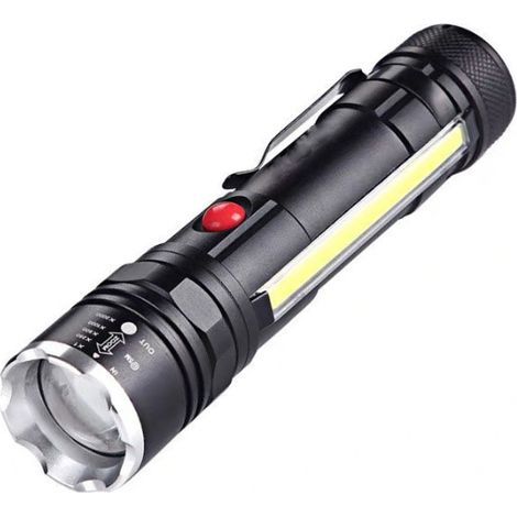 T6 Zoom-taschenlampe Für Den Außeneinsatz, Usb-aufladbar, Arbeitsleuchte Mit Großer Reichweite Und Magnetclip
