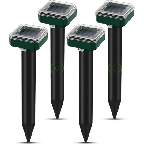 Set Mit 4 Solarbetriebenen Maulwurfsabwehrgeräten, Ultraschall-maulwurfsabwehrgerät, Wirksam Gegen Maulwürfe, Wühlmäuse, Schlangen Und Andere Tiere Für Gärten Und Höfe
