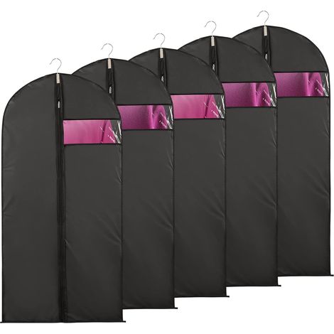 Set Mit 5 Kleidersäcken (60 X 100 Cm) Mit Sichtfenster, Ideal Zum Aufbewahren Von Jacken Und Anzügen, Staubdicht, Wasserdicht, Mottenfest Und Feuchtigkeitsbeständig, Schwarz
