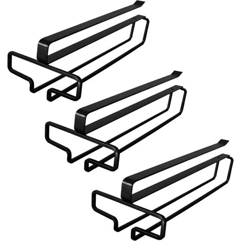 3-teiliger (schwarzer) Hänge-weinglashalter, Weinglasregal Für Unter Den Küchenschrank, Hängehalterung Für Stielgläser Ohne Bohren, Metall-glasaufhänger Für Küche, Café, Bar, Restaurantregal