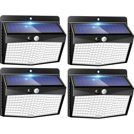 4er-set Led-außenleuchten Mit Bewegungsmelder, 3 Modi/wasserdichter Solarstrahler, Außenbeleuchtung Für Garten, Mauer Und Garage, Kaltweiß