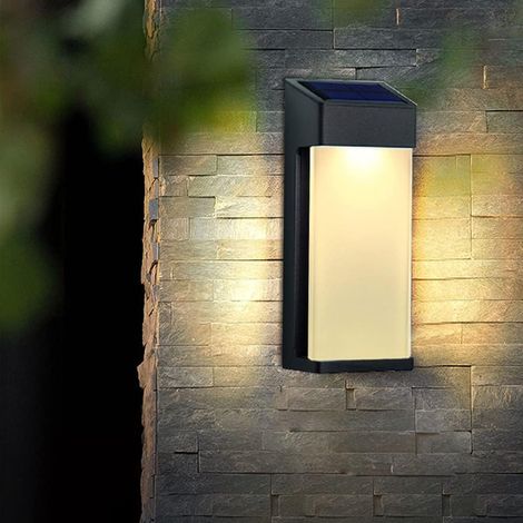 Solarbetriebenes Aluminium-wandleuchten-set Für Den Außenbereich, Moderne Wasserdichte Wandleuchte, Schwarze Laternen-wandleuchte Für Veranda Und Terrasse
