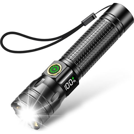 Wiederaufladbare Led-taschenlampe, 2000 Lumen, Extrem Leistungsstarke Taktische Aluminium-led-taschenlampe, 3 Leuchtmodi Und Zoomfunktion Für Camping/wandern/notfälle/stromausfall
