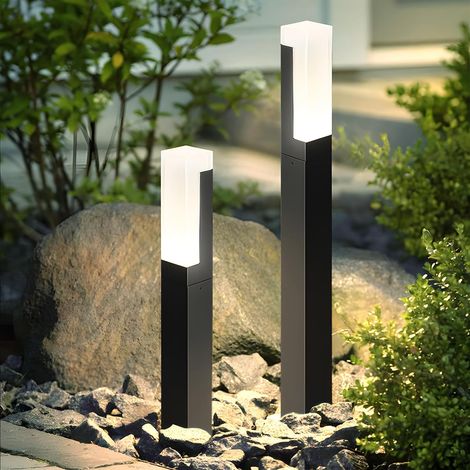 2-teilige Led-gartenleuchten, 5 W, Ip65 Wasserdicht, 6000 K Kaltweißes Licht, Wegeleuchten Für Villa, Terrasse, Garten, Schwarz, 40 Cm, 110 V