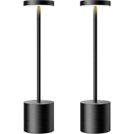 Set Mit 2 Wiederaufladbaren, Kabellosen Tischlampen, 1200 Mah, Tragbare, Akkubetriebene Led-tischlampen Für Restaurants Und Den Außenbereich, Schwarz