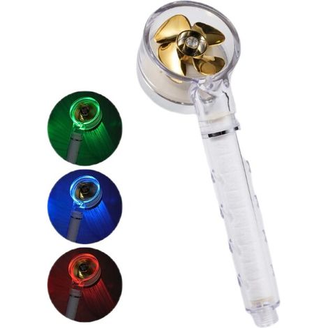 Temperaturregulierbare Led-handbrause Mit Massagefilter Und Dreifarbigem Turbolüfter
