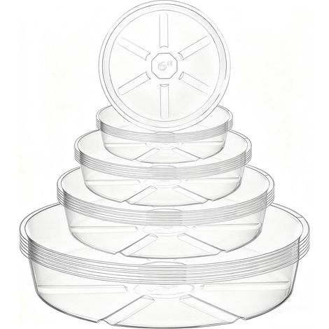 Set Mit 24 Transparenten Untersetzern Aus Kunststoff Für Zimmer- Und Gartenpflanzen, 15,5 Cm, 20,5 Cm, 25,5 Cm, 30,5 Cm, 4 Größen