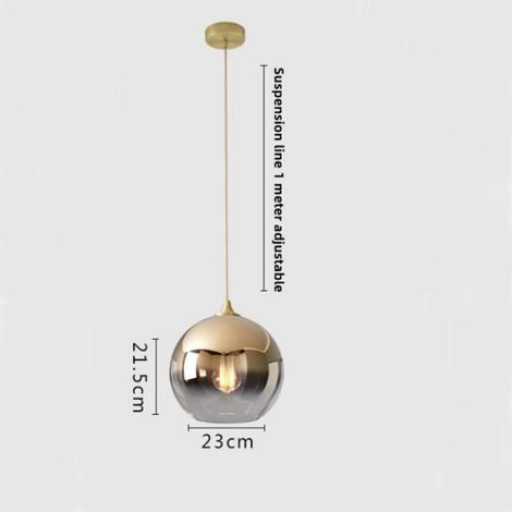 Pendelleuchte – Glas – Kugelform – Messing Poliert – 20 Cm – Moderner Skandinavischer Stil