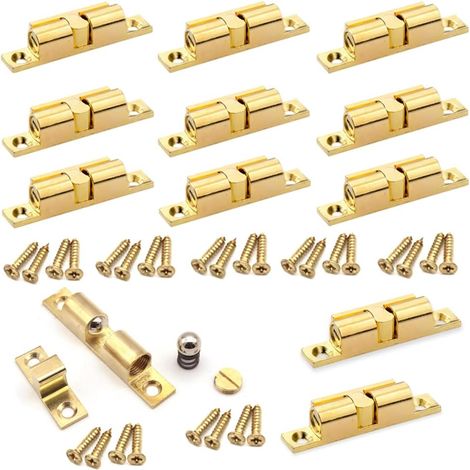 Set Mit 12 Universellen Doppelkugelverschlüssen Aus Messing Für Küchentüren, Schränke, Regale, Gold
