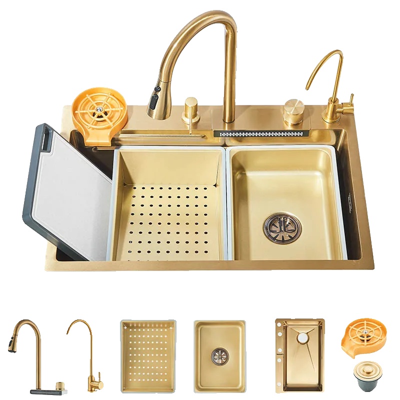 Küchenspüle, Edelstahl, Einzelbecken, Waschbecken-set 68 X 45 Cm