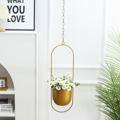 Hängende Metallpflanzgefäße Für Zimmerpflanzen, Moderner Bohème-stil, Minimalistische Wohndekoration, Gold