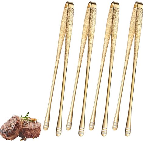 Set Mit 4 Koreanischen Grillzangen Aus Edelstahl (28 Cm) Für Salat, Fisch, Steak, Grillgut, Buffet Und Fleisch