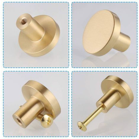 Möbelknöpfe Aus Massivem Messing – 6 Stück, Goldener Griff – Für Schränke, Kleiderschränke, Schubladen (cuneary)