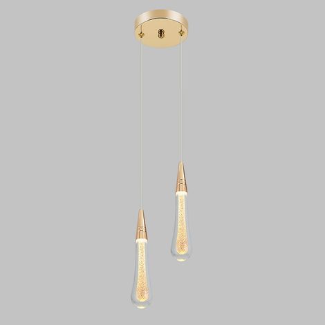 Moderner Goldener Led-kronleuchter, 3000k Kristall, Warmer Farbton, Ideal Zur Beleuchtung Einer Restaurantinsel Und Der Decke (beinhaltet Zwei Leuchtenköpfe).