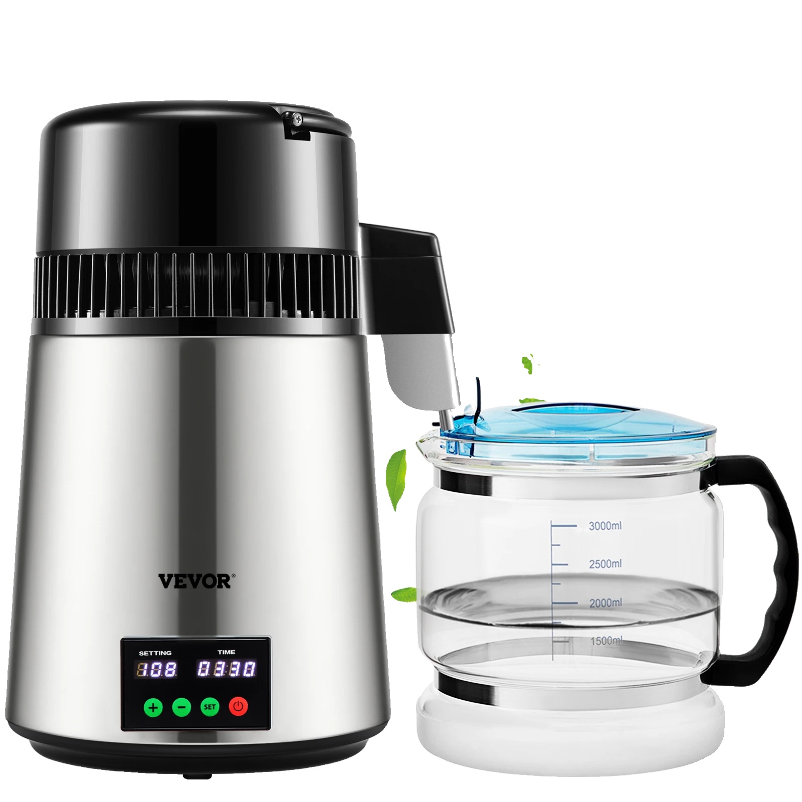 Wasserdestilliergerät, 4 Liter Fassungsvermögen, Touchscreen-bedienung, Silber