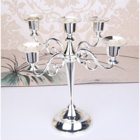 (silber) Fünfarmiger Kerzenständer Aus Metall Im Europäischen Stil, Ideal Als Hochzeitskerzenständer, Weihnachts- Oder Geburtstagsgeschenk Oder Als Dekoration Für Ihr Zuhause.