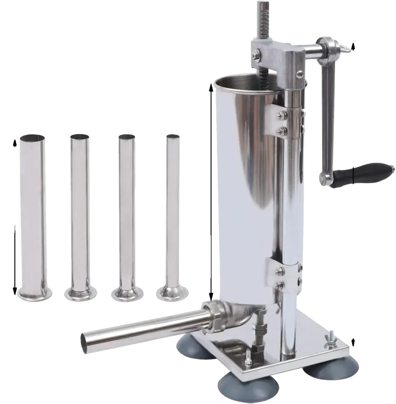 Manuelle Wurstmaschine, 3 L Fassungsvermögen, Handkurbelbetrieb, Silber