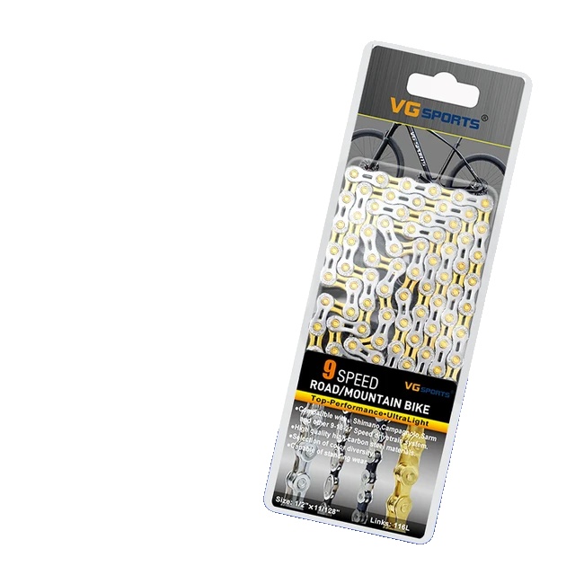 Fahrradkette, Kohlenstoffstahl, Kompatibel Mit 9-gang-schaltungen, Gold/silber