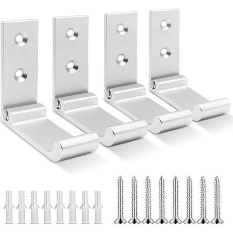Faltbarer Wandhaken, 4-teiliger Wandhelmhalter, Unsichtbarer Haken, Aluminium-wandhaken Mit Schrauben, Handtuchhaken (silber)
