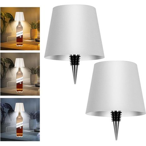 Set Mit 2 Weinflaschenlichtern, Wiederaufladbare Kabellose Lichter, 3 Farben, Spirituosenflaschen-lichterset Mit Touch-dimmer Für Partys, Restaurants Und Dekoration
