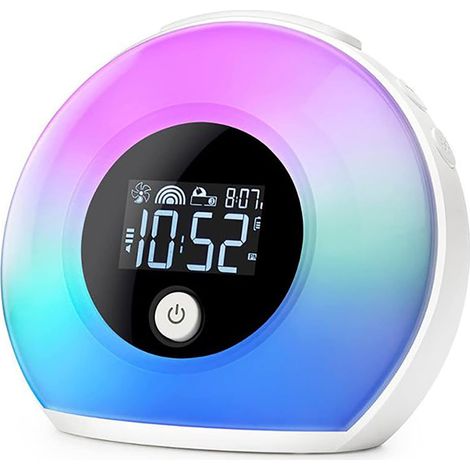 Tischlampe Mit Bluetooth-lautsprecher, Wecker Mit 5 Farblichtmodi Und 3 Helligkeitsstufen, Lcd-bildschirm, Vibrationssensor, Für Kinder (jungen Und Mädchen)